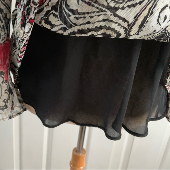 Bob Mackie Studio Plus Size 18 Sheer Layered Paisley Beaded V Neck Top Blouse - Picture 10 of 13